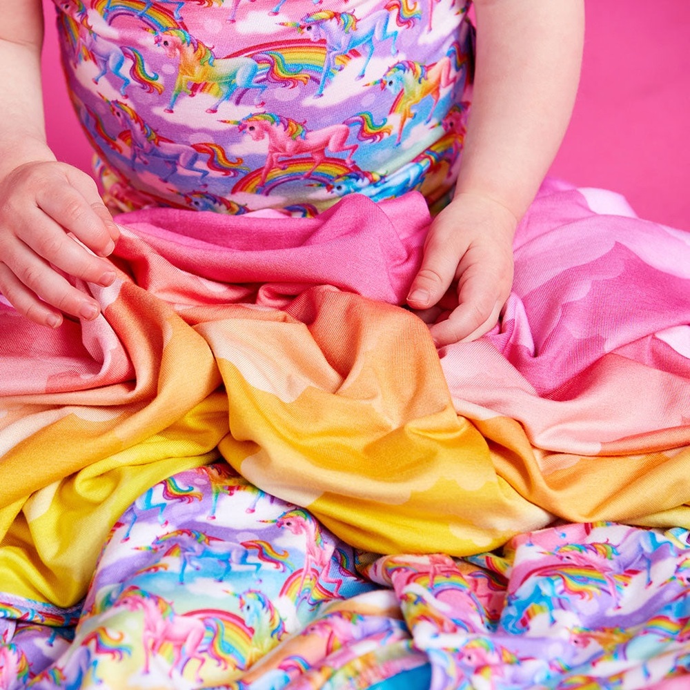 Posh Peanut x Lisa Frank Markie Magic Rainbow patoo blanket